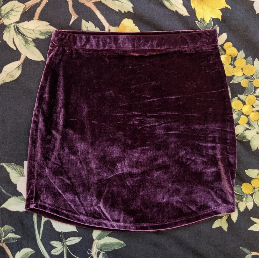 Purple Velvet Mini Skirt